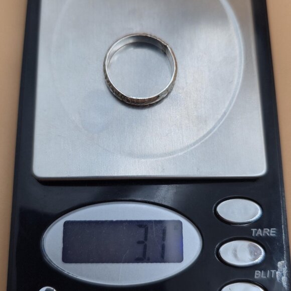 Size 9.5 Sterling Silver Solid Flower Pattern Band Ring A5157 - Picture 7 of 7